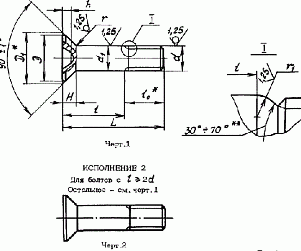 ОСТ 1 10834-72 Болты с потайной головкой углом 90° с крестообразным шлицем и без шлица, с полем допуска диаметра стержня р6